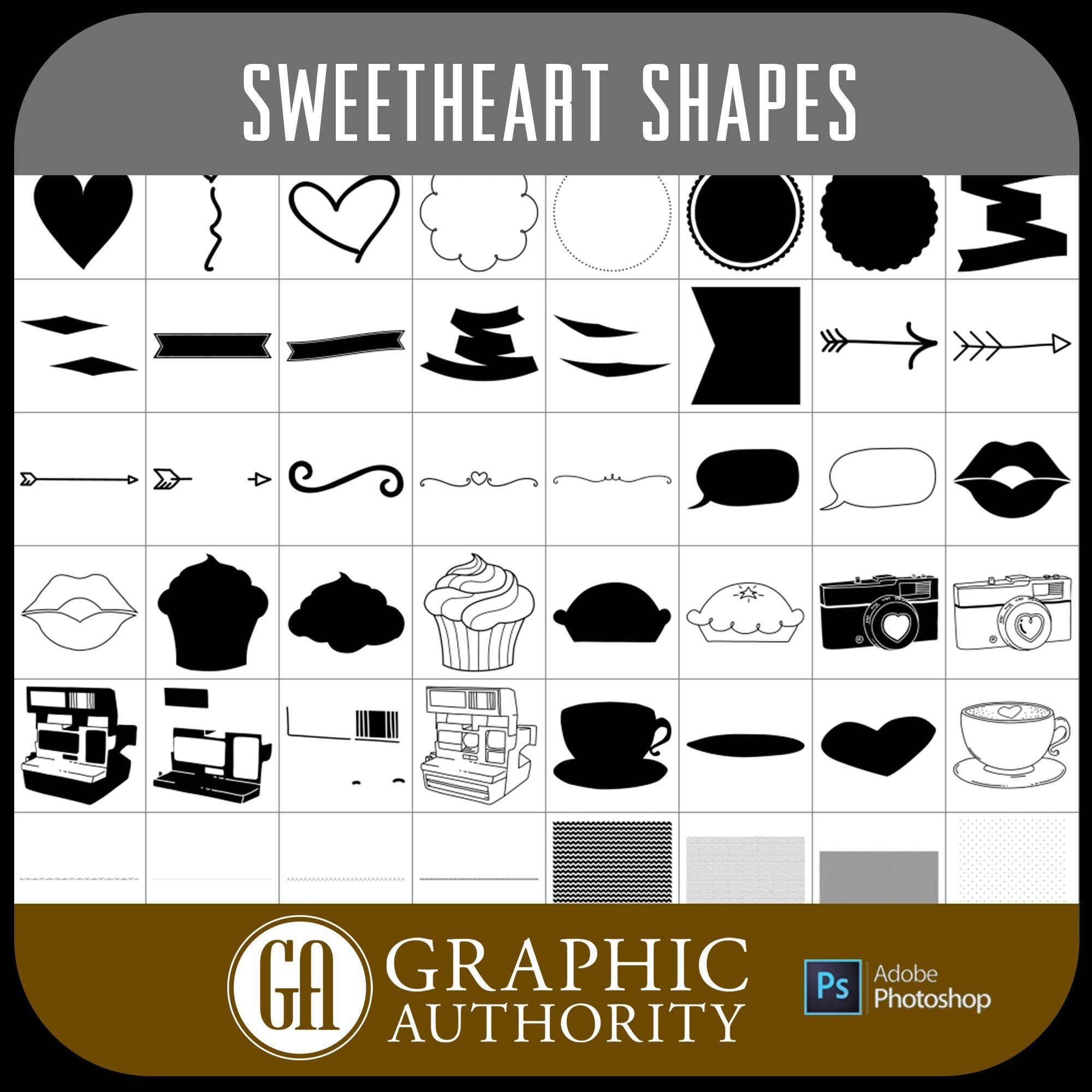 Sweetheart Valentines - Vector .CHS Photoshop Shapes-Photoshop Template - Graphic Authority