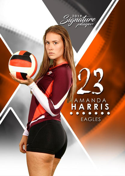 Signature Player - Volleyball - V2 - Extraction Trading Card Template-Photoshop Template - Photo Solutions