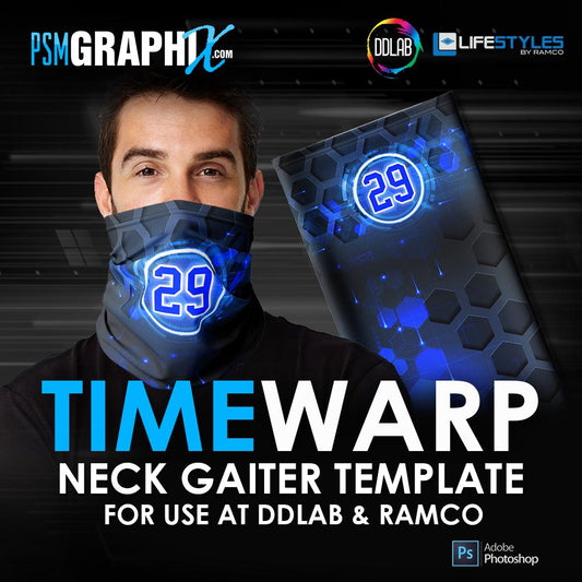 Time Warp - Neck Gaiter Template - Ramco & DDlab Compatible-Photoshop Template - PSMGraphix