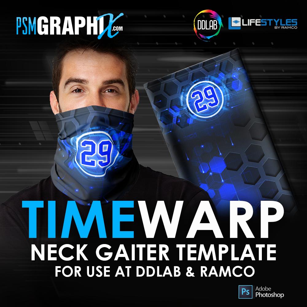 Time Warp - Neck Gaiter Template - Ramco & DDlab Compatible-Photoshop Template - PSMGraphix