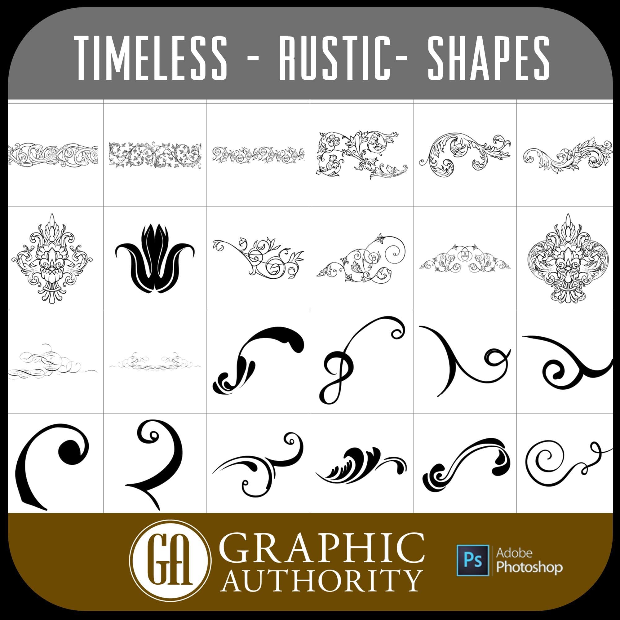 Timeless Rustic - Vector .CHS Photoshop Shapes-Photoshop Template - Graphic Authority