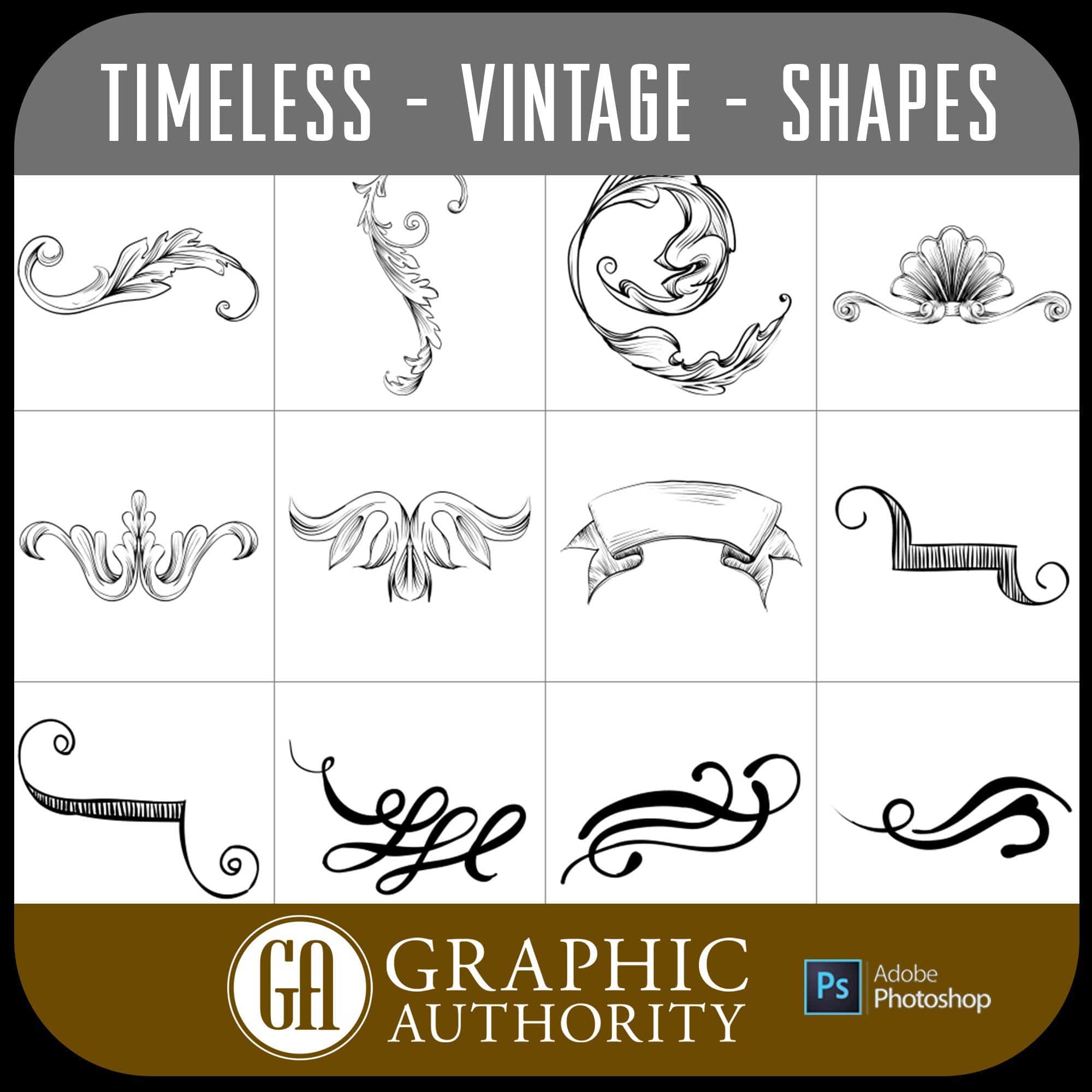 Timeless Vintage - Vector .CHS Photoshop Shapes-Photoshop Template - Graphic Authority