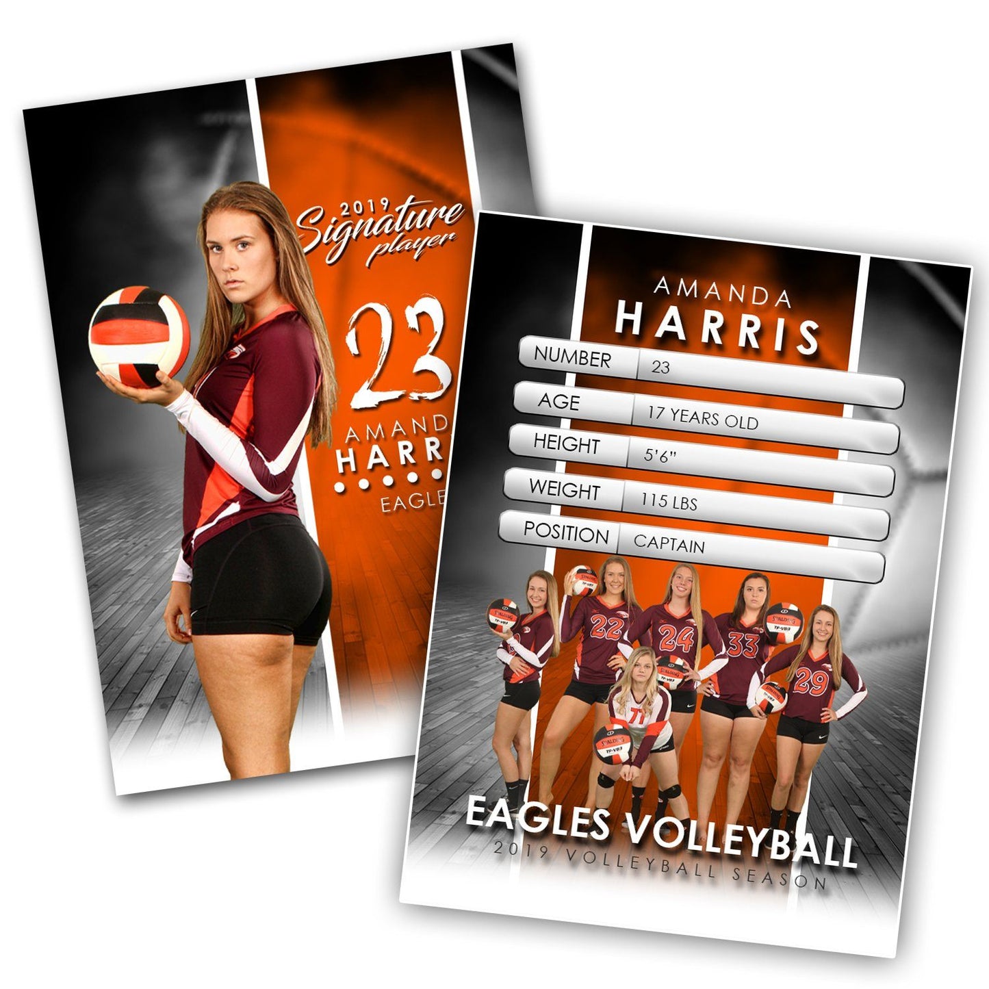 Signature Player - Volleyball - V1 - Extraction Trading Card Template-Photoshop Template - Photo Solutions