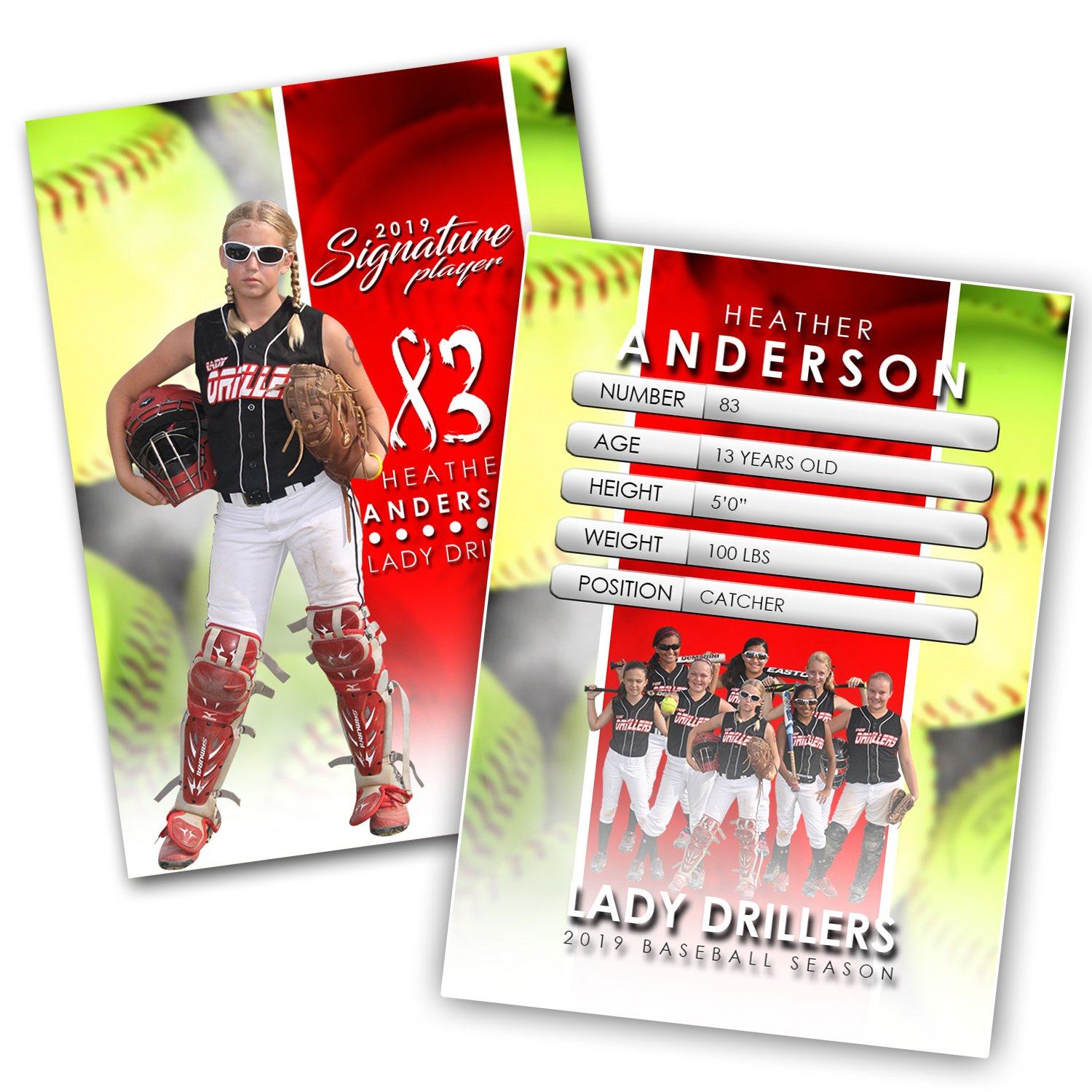 Signature Player - Softball - V1 - Extraction Trading Card Template-Photoshop Template - Photo Solutions