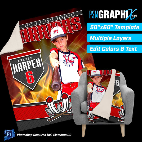 V1 - Burn - 50"x60" Blanket Template-Photoshop Template - PSMGraphix