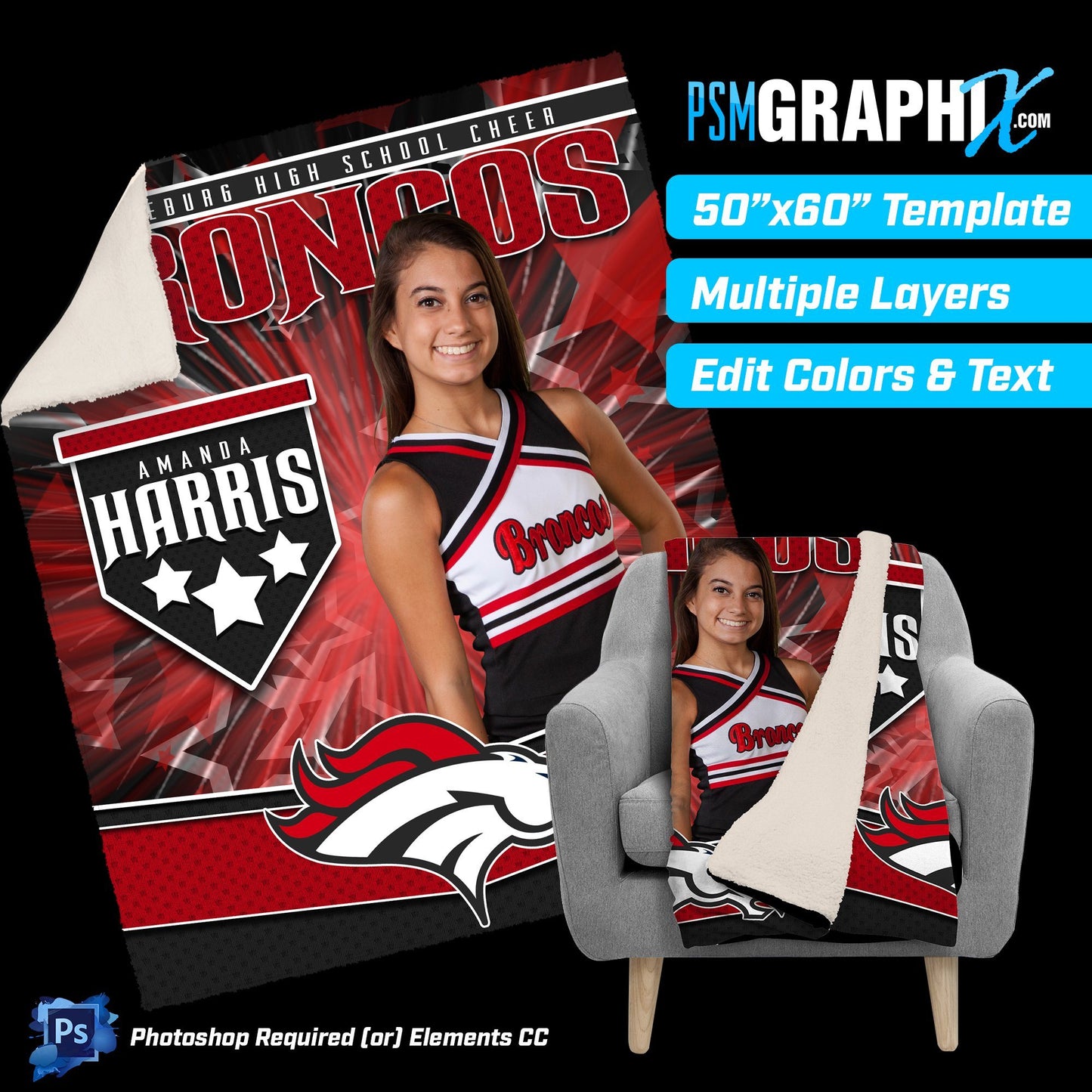 V1 - Spirit - 50"x60" Blanket Template-Photoshop Template - PSMGraphix