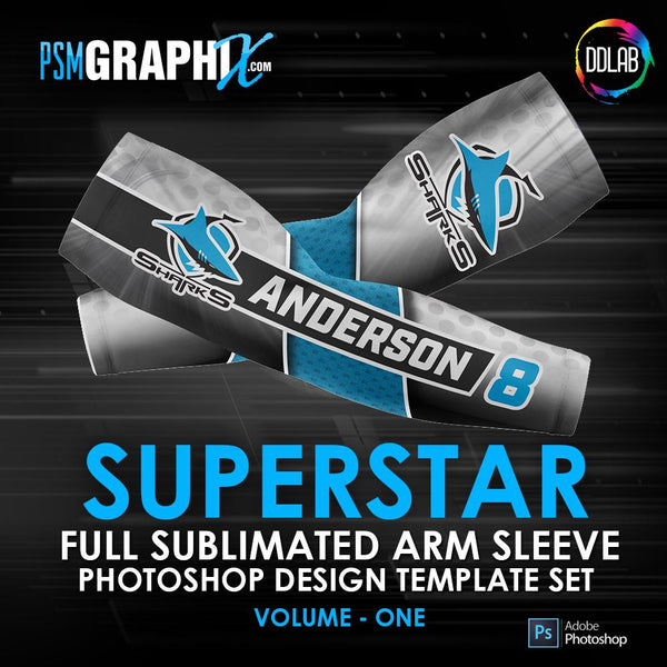 Superstar - V1 - Arm Sleeve Photoshop Template-Photoshop Template - PSMGraphix