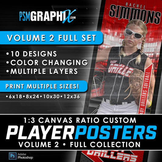 Volume 2 Full Collection - Game Day 1:3 Ratio Player Poster Template Collection-Photoshop Template - PSMGraphix