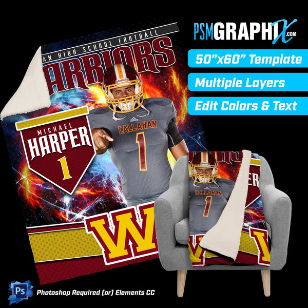 V3 - Fire & Ice - 50"x60" Blanket Template-Photoshop Template - PSMGraphix