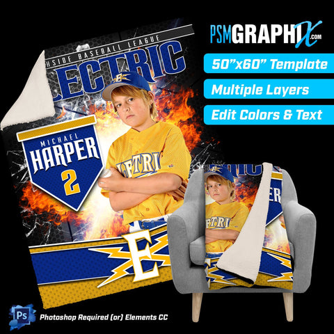V3 - Grid Fire - 50"x60" Blanket Template-Photoshop Template - PSMGraphix