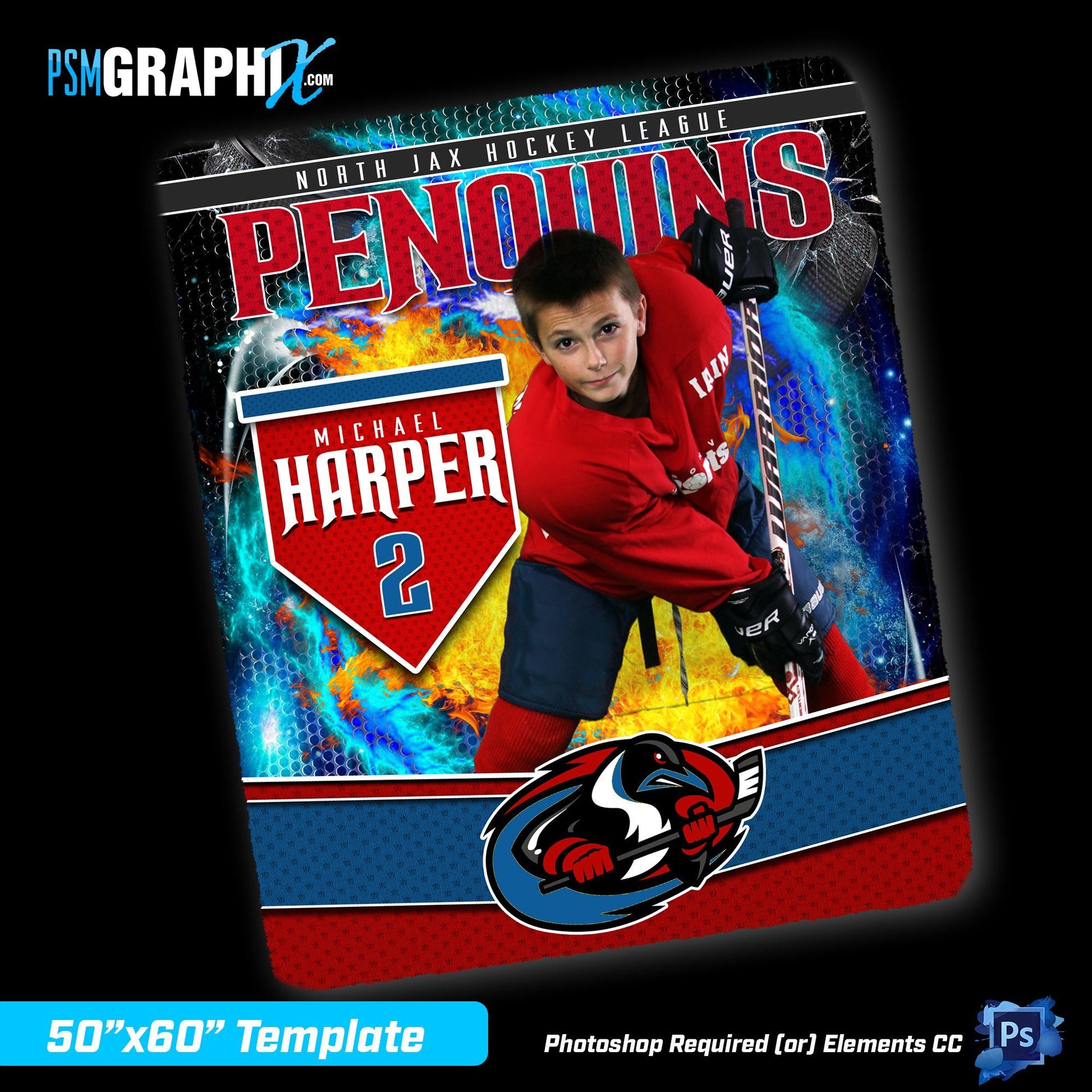 V3 - Ice - 50"x60" Blanket Template-Photoshop Template - PSMGraphix