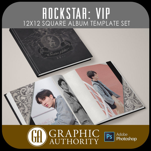 Rockstar - VIP - 12x24 - Album Spreads-Photoshop Template - Graphic Authority