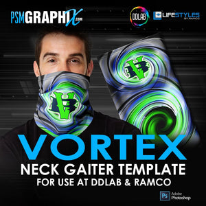 Vortex - Neck Gaiter Template - Ramco & DDlab Compatible-Photoshop Template - PSMGraphix