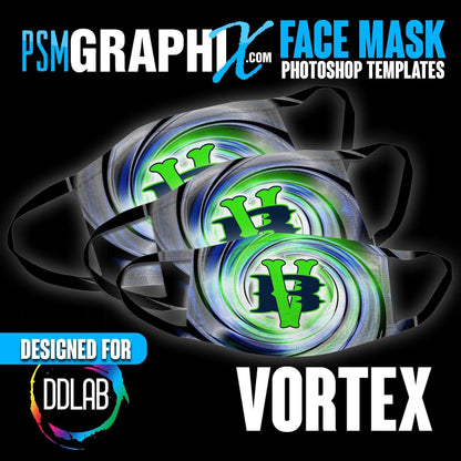 Vortex - Face Mask Template Set (DDLAB) 3 Sizes-Photoshop Template - PSMGraphix